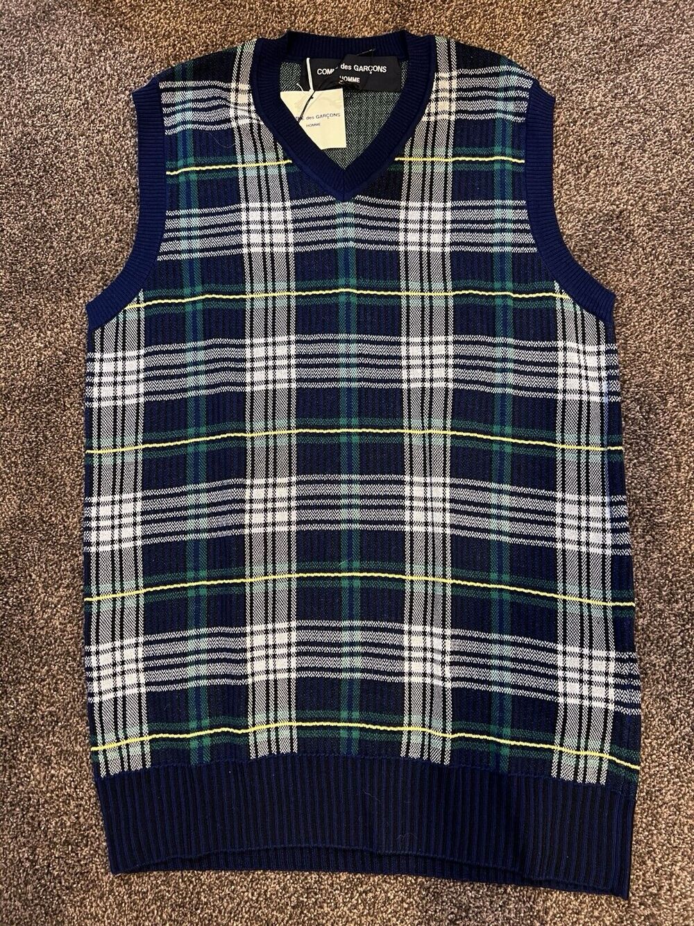 Vintage Comme Des Garçon Plaid Vest Womens Size Large Wool Blend Academia